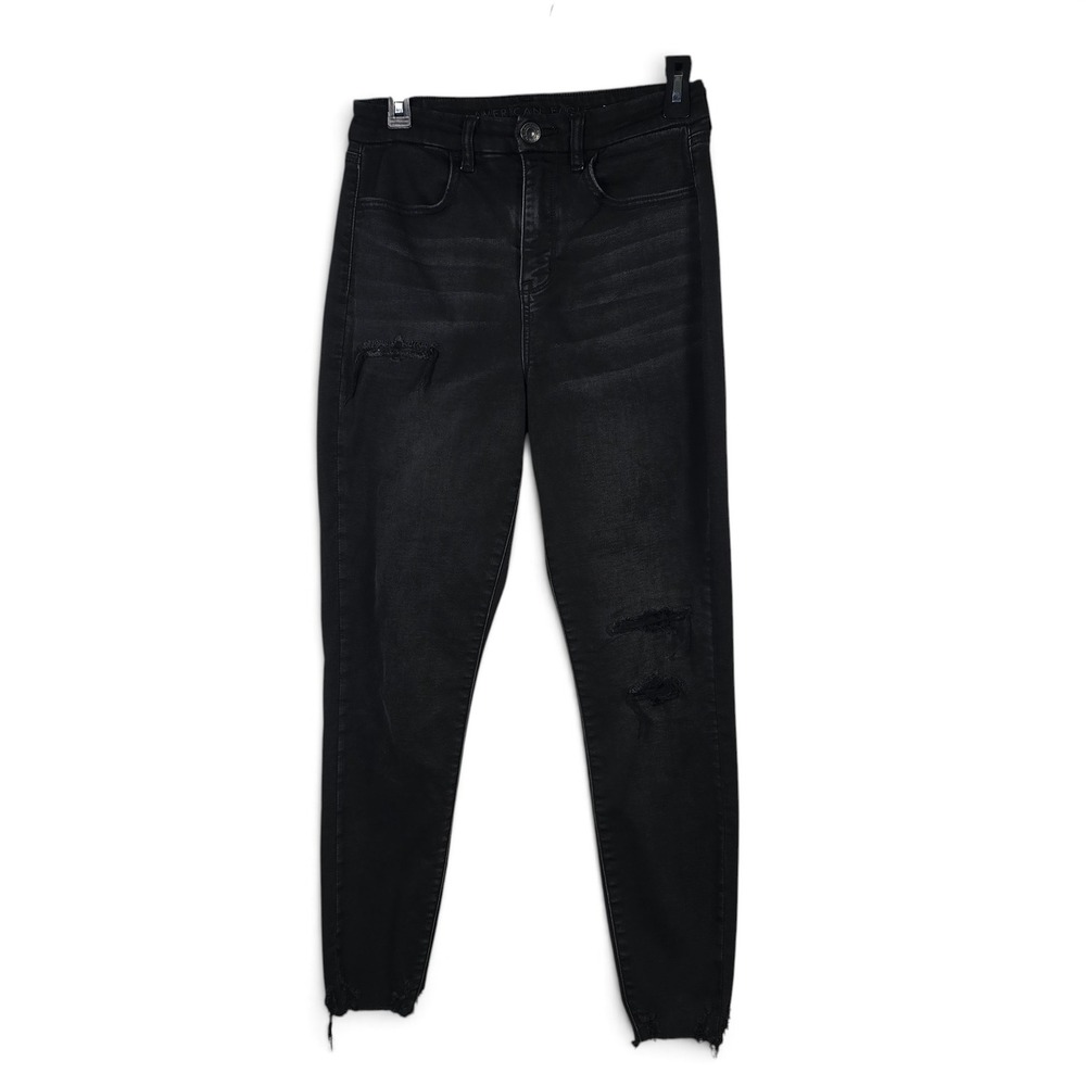 American Eagle Jeans Womens 6 Skinny Black Distressed Ne(x)t Level Stretch EUC